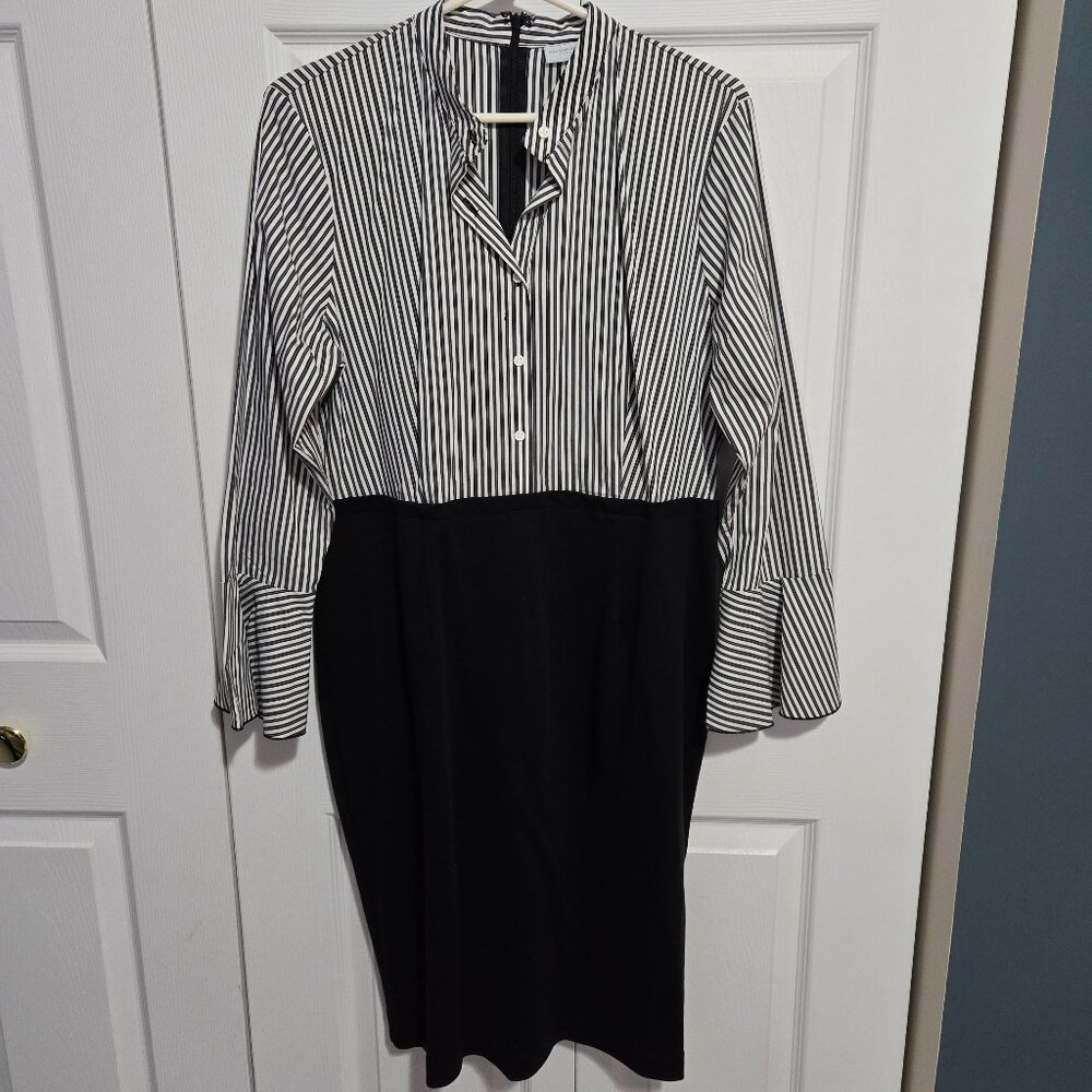 New York & Co pinstripe shirtdress L